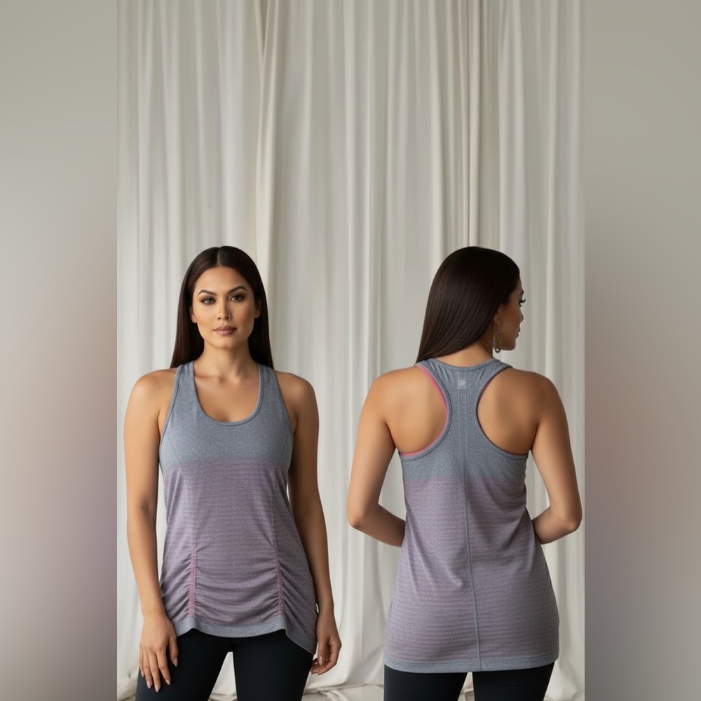 Athleta tank top grey with pink lines